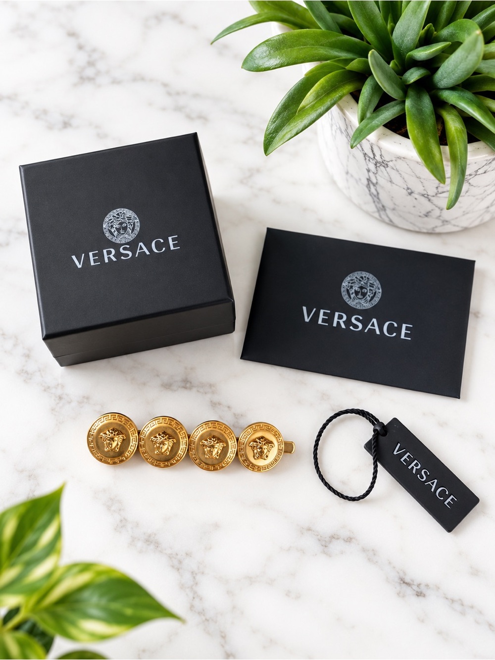 VERSACE - Medusa Barrette Hair Clip Gold Tone Made in Italy + Box